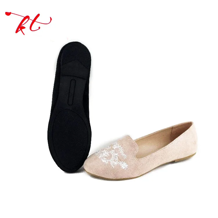 Latest design embroidery women fancy flat casual shoes