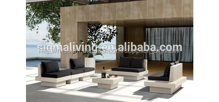 2015 элегантный deluxe большой белый ротанга секционные множество угловой диван