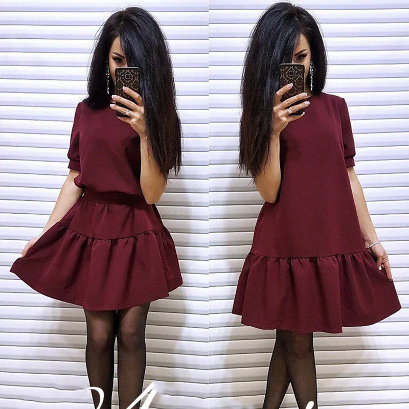 
Popular Hot Sale spring summer beautiful dresses autumn loose ruffled new belt dress 