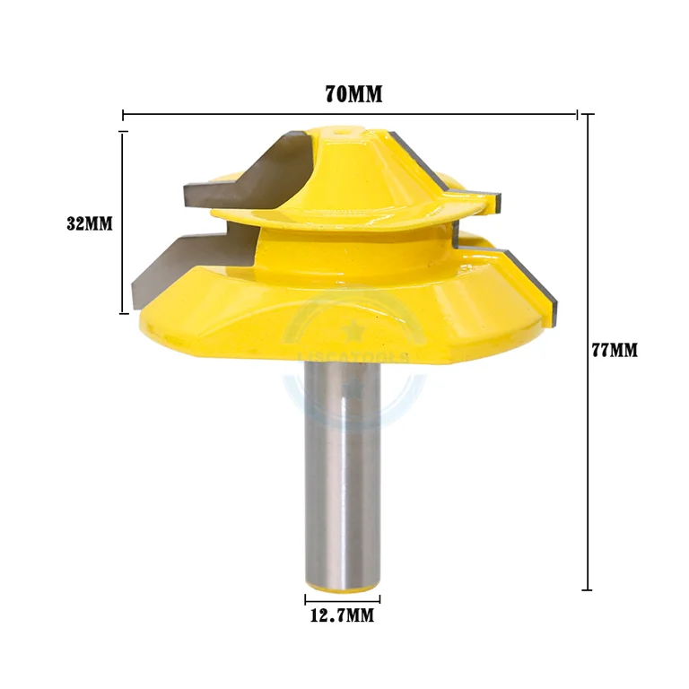 L-N017-6 1PC Large 45 Degree Lock Miter Router Bit Anti-kickback 1/2 Inch Shank Stock 1 Tenon Cutter for Woodworking