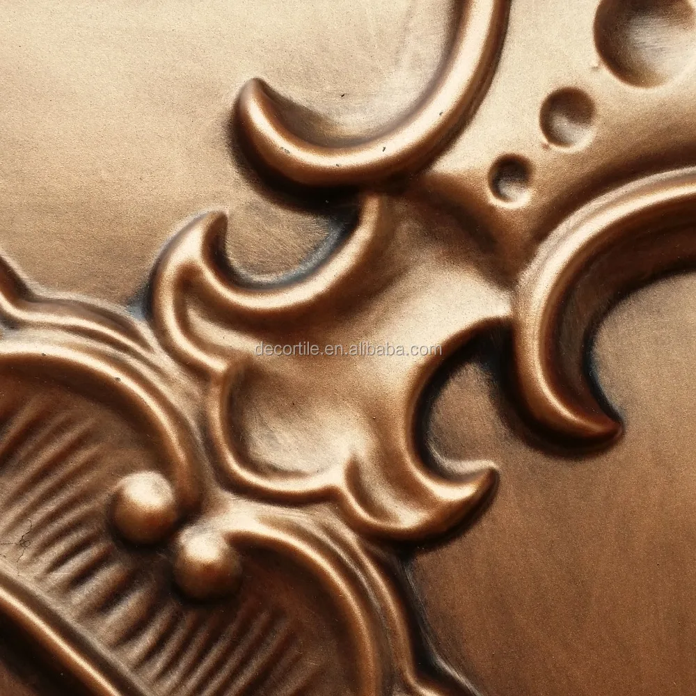 PL19 Faux tin Art Deco style 3D antiques copper ceiling tiles store shopping pub cafe club decorative wall panels