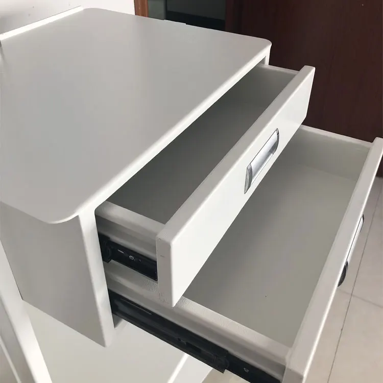 Easy Transition Built-in Handle Pull Push Travel Aluminum Frame Dual Wheel Steel Table Mobile Medical Cart