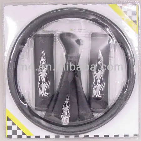 Universal type car steering wheel cover shoulder pads gear shift knob pack