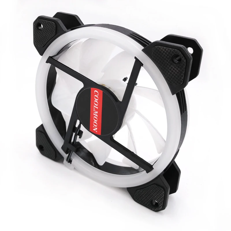 Coolmoon Sunshine 2 Factory Price PC RGB fan cooler Controller RF remote control Double aperture computer case 120mm rgb fan