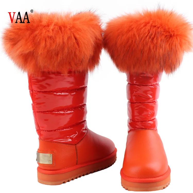 CF-079 Free Samples Waterproof Genuine Leather Racoon Fur Wholesale Fashion Lady Snow Shoes Boots