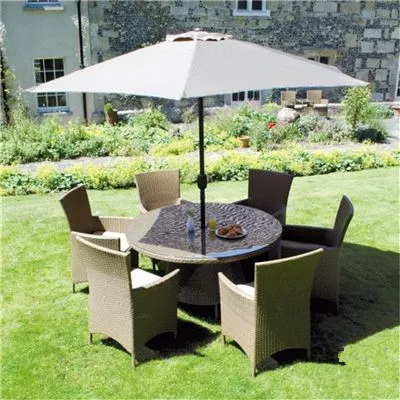 Outdoor patio furniture  modern rattan dinning table with umbrella