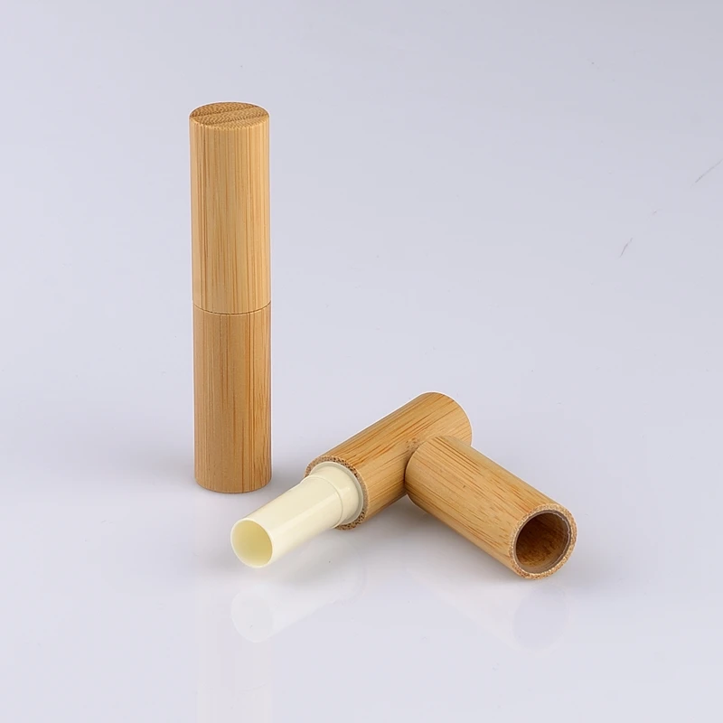 empty makeup round wooden bamboo lipstick lip balm tubes packaging