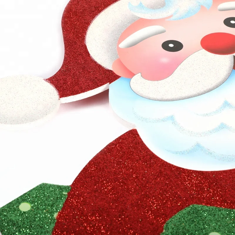 wholesale delicate glittering Christmas display Santa Claus cardboard stand display for Christmas festival decorative