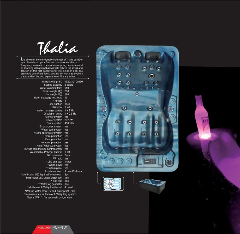 2 persons hot selling cost-effective spa tubs Portable spa luxury outdoor bathtub massage bathtub