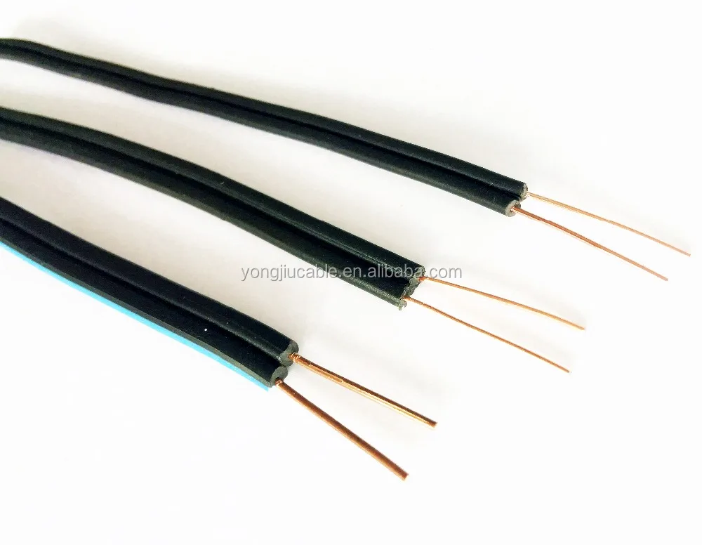 Telephone Drop Wire 2x18awg 100m Per Roll Cat 3 YJ Wire&cabe CN;ZHE Black HDPE CCS and Barecopper PE