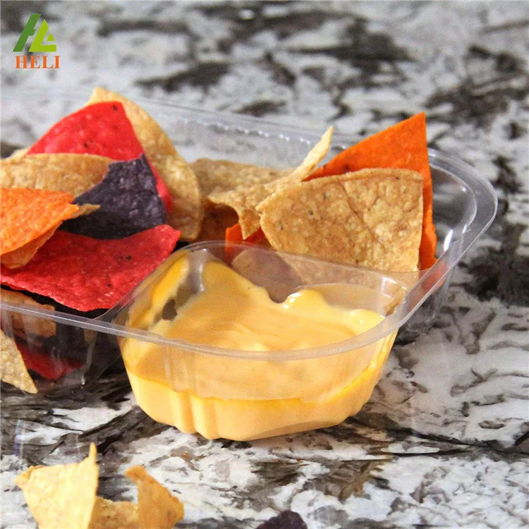 Disposable 2 Compartment Clear Anti Spill Large Nachos Trays