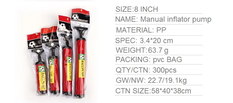 Chia supplies hot sale 8 inch mini ball inflator air pump for basketball football