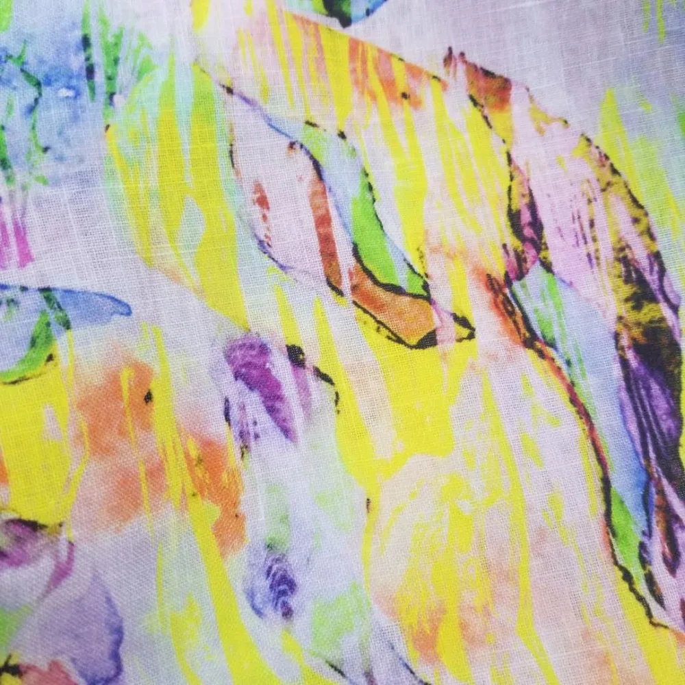 
2017 high quality and cheap price print linen fabric for garment 
