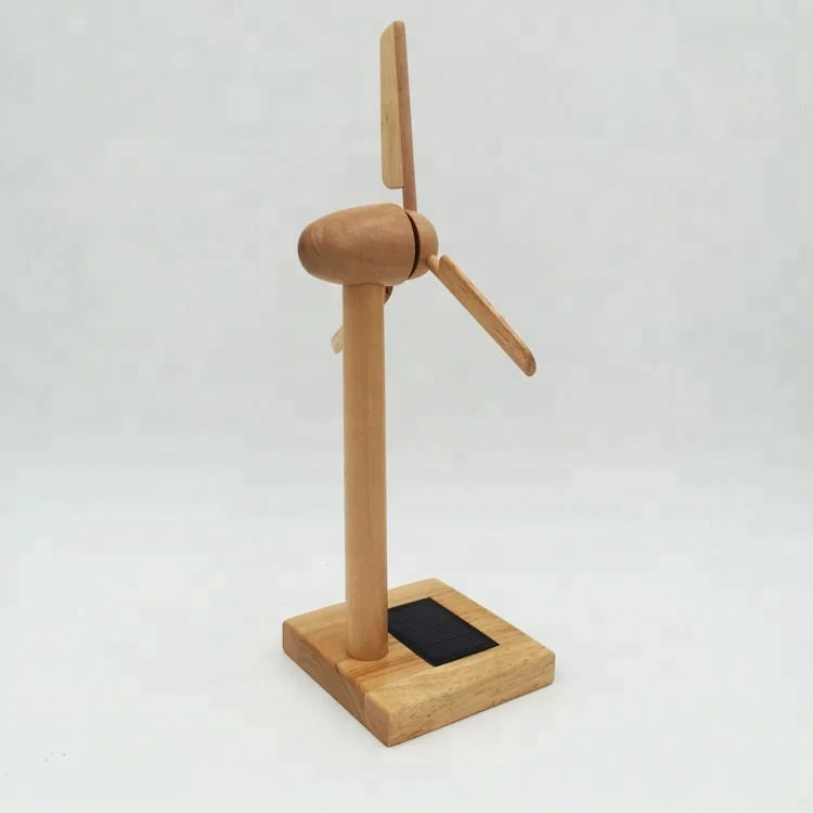 Customized and hotest solar wooden windmill for toys and garden