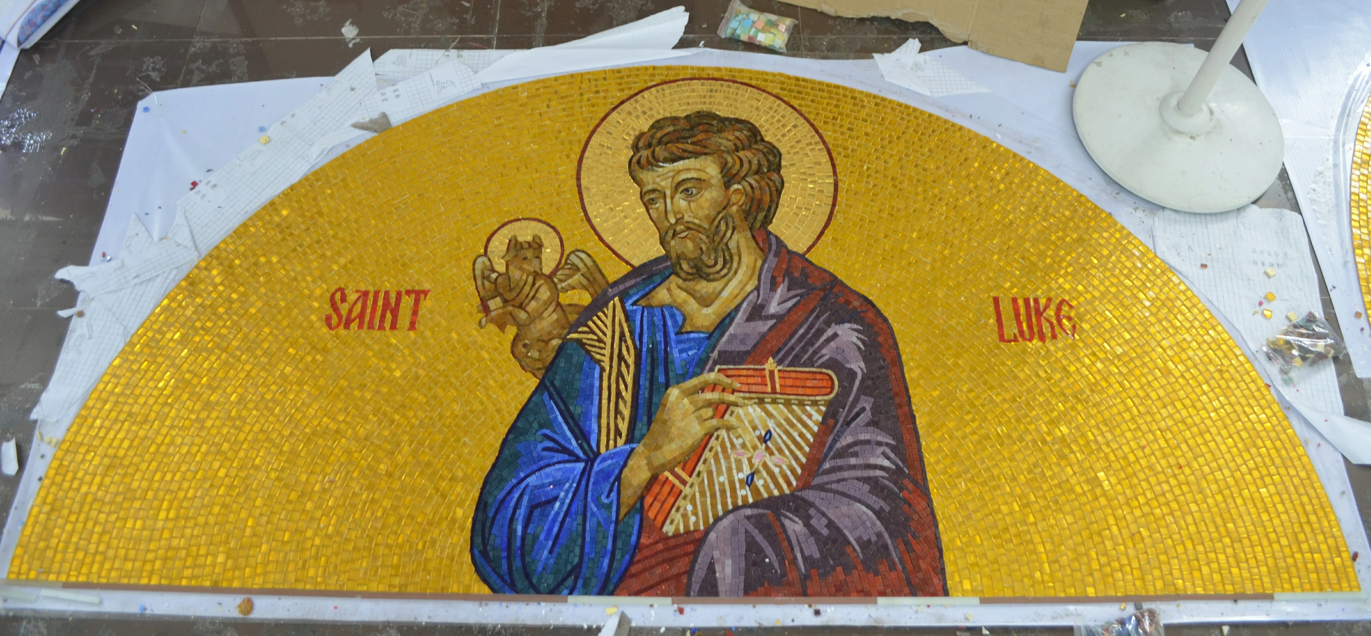 Religious mosaic, church mosaic pattern
