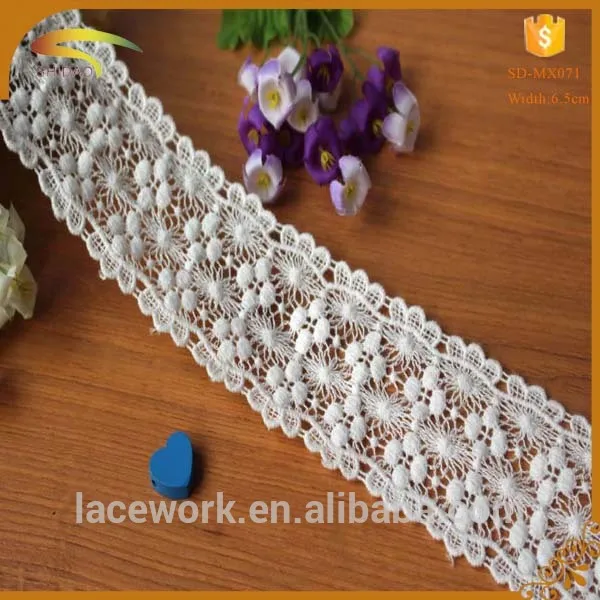 venice white eyelet pom pom embroidery cotton ladder decorative lace trim