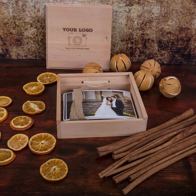 wooden photo packaging box ,wooden USB gift box for wedding