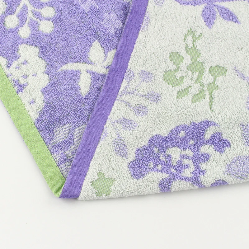 
Leaves pattern design purple color jacquard weaving 100% cotton bath towel 