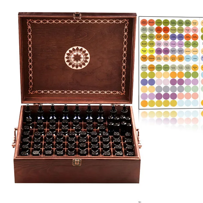 Beautiful Large Essential Oil Box - 77 Bottle With 2 Carry Handles - (Holds 5-30ml Holds NOW 1oz With Dropper Tops)