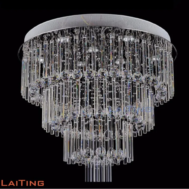 Big crystal chandelier round design plastic covers lamp ceiling light 92043