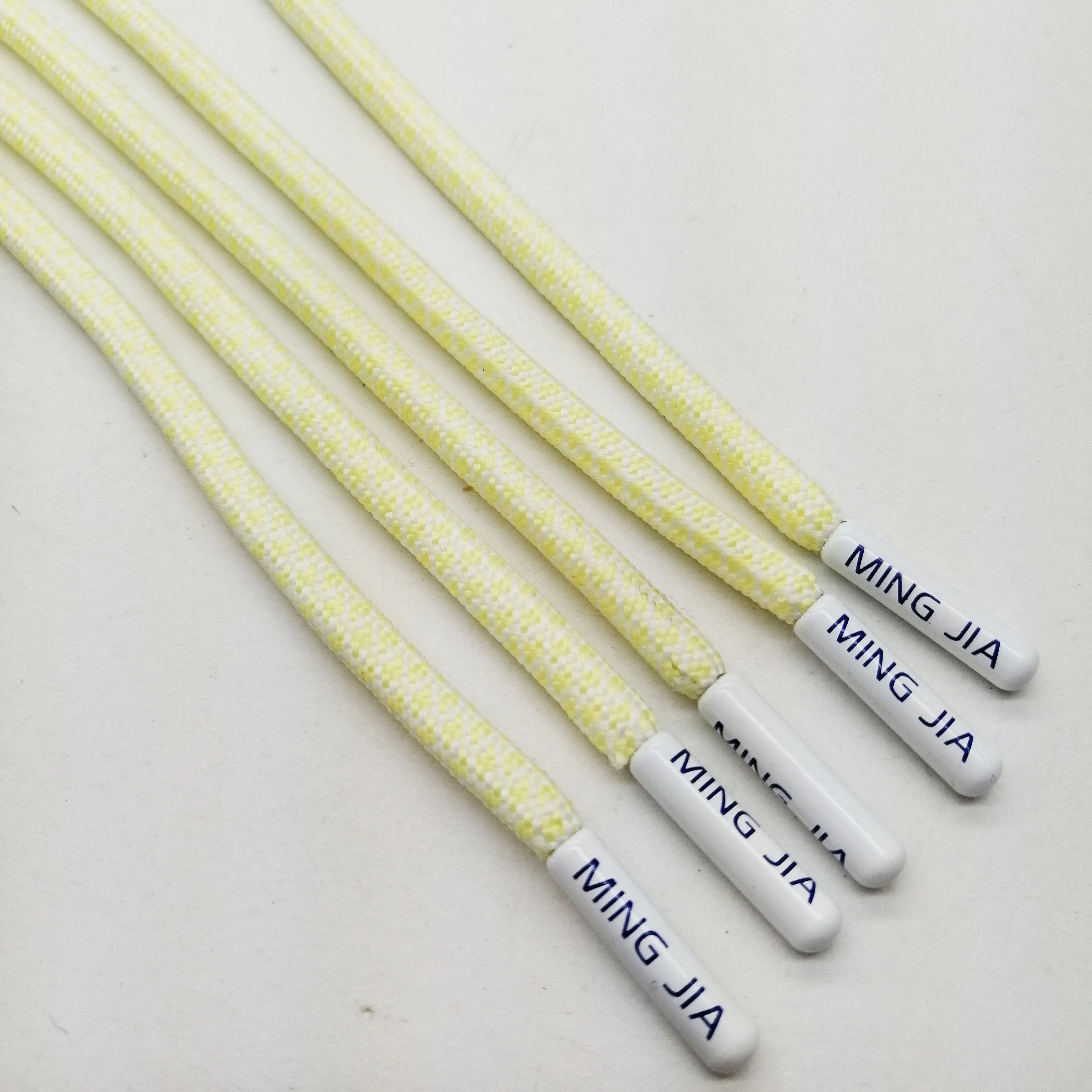 
Braided round polyester hoodie string LOGO tips draw cord 