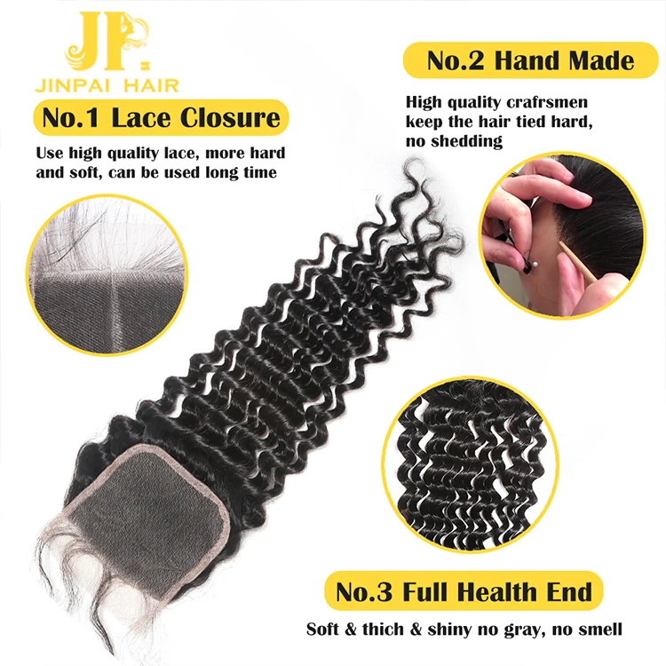 
JP Brazilian 3 Straight hair bundles with lace closure, virgin human hair from very young girls, virgin 3 way part hair closure 