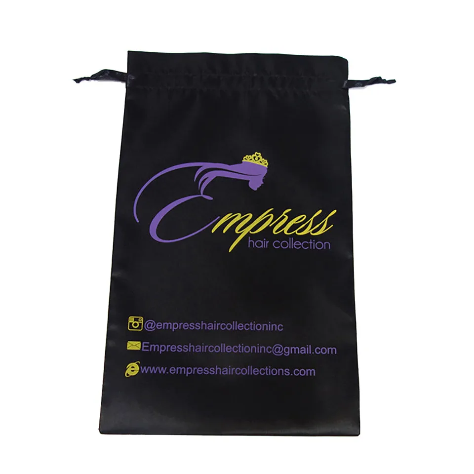 Virgin Hair Packaging Bag with Drawstring Hair Extension Bundles Satin Bag