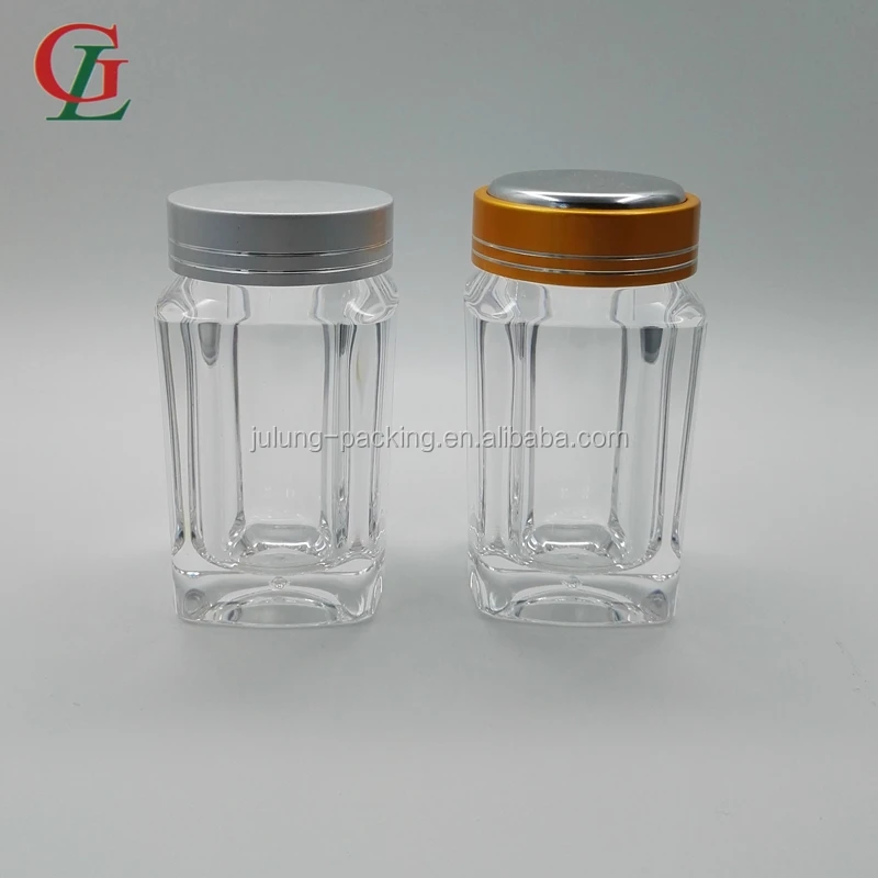 New Item 80cc Square Capsule Bottle Acrylic Clear Food Container Medicine JLR006#