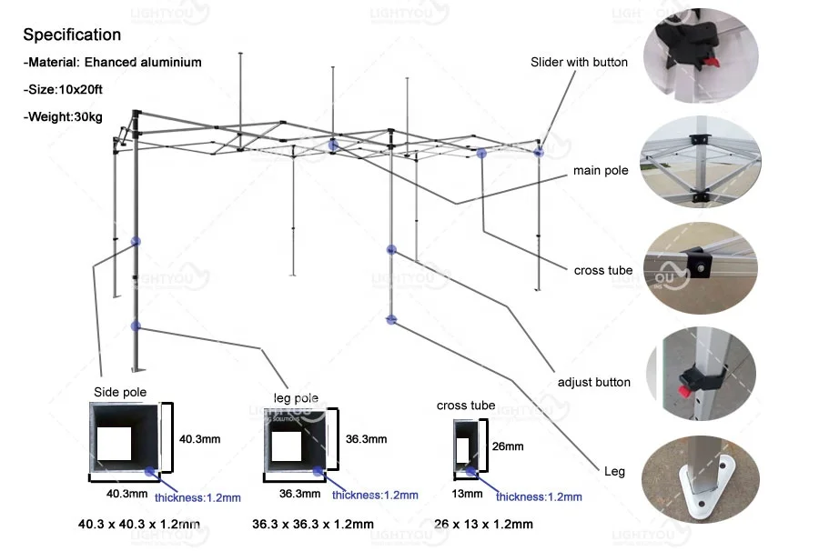 promo outdoor high quality custom printed advertising large 10x20 foldable canopy gazebo tent