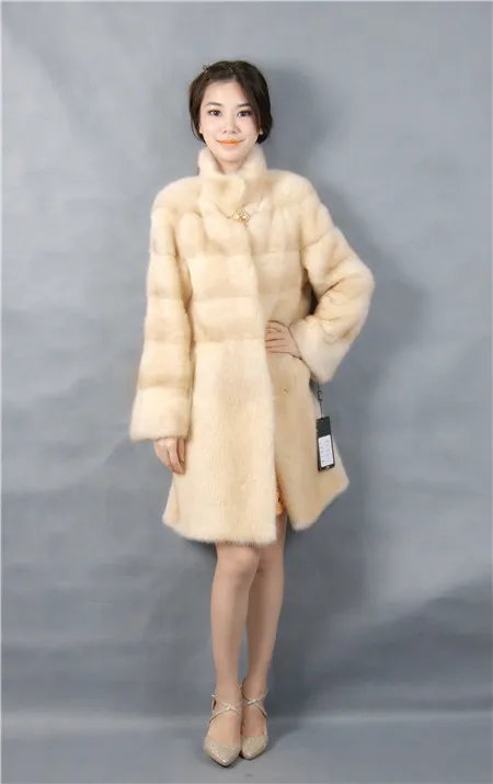 2015 font b winter b font woman fashion real mink fur LONG real mink coat 1030