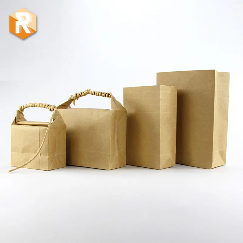 Custom New Design Kraft Paper Bag for Rice Bag Food Stand Up Paper Packaging Bag  Shopping and Gift