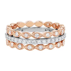 2019 Hanhao Jewelry New Arrival 925 Sterling Silver 3 Piece Anniversary Stackable Ring Set Eternity Band Wedding Band