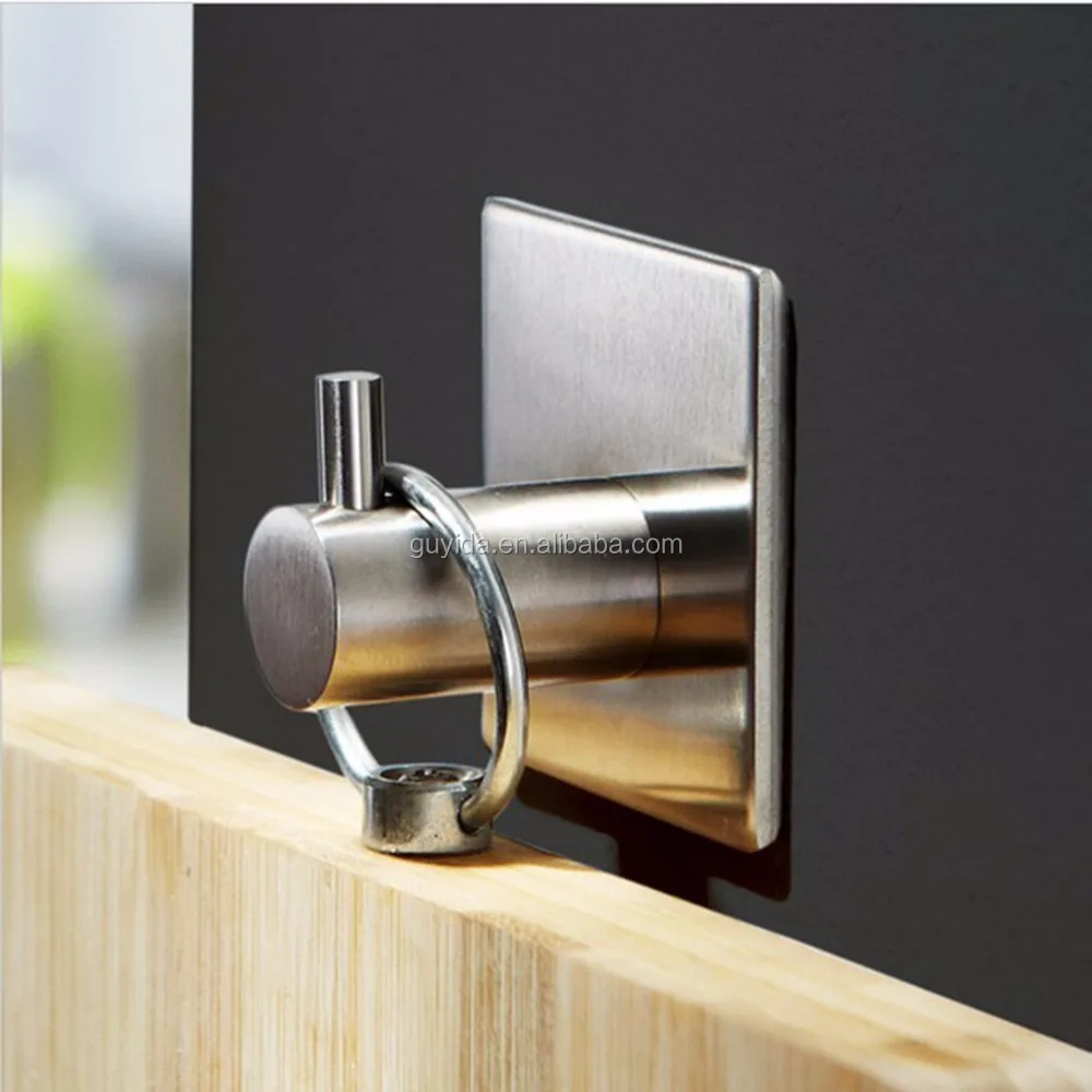 
No nails no drill square shape stainless steel 304 adhesive wall single hook 
