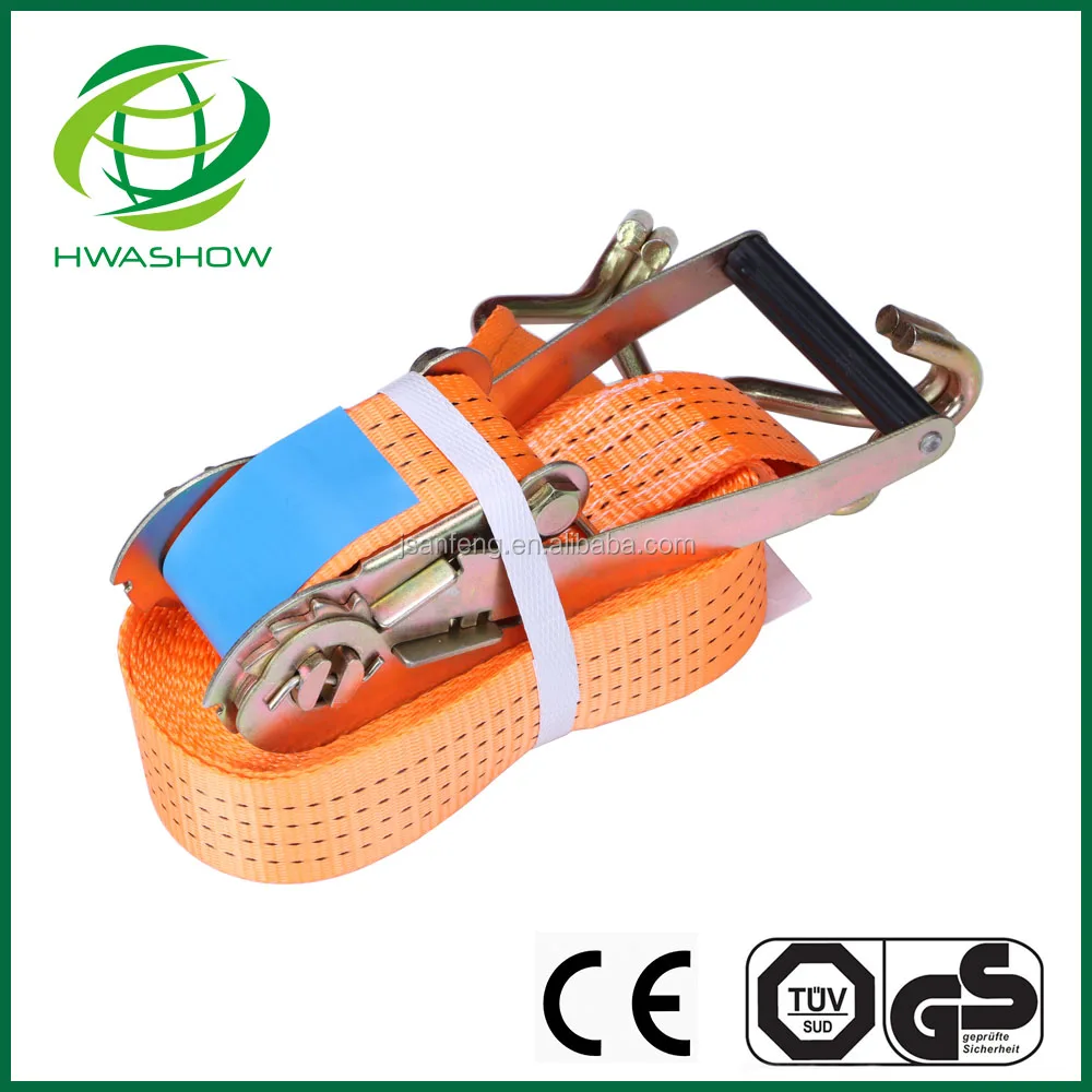 EN12195-2 50mm LC 2500 daN J Hook Cargo Polyester webbing Tie Down straps
