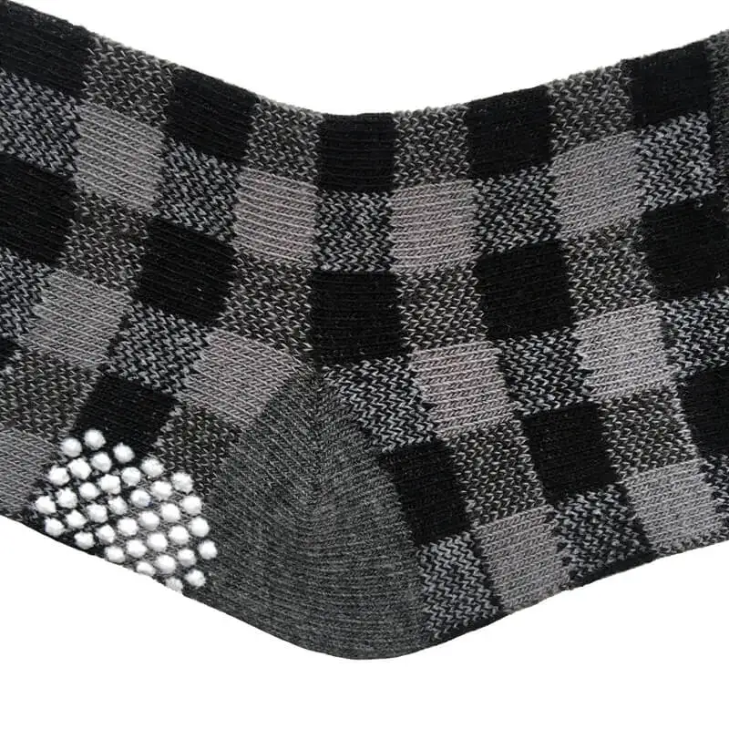Kids Non slip Indoor Play Yard Socks with Check Pattern and Crew Height
