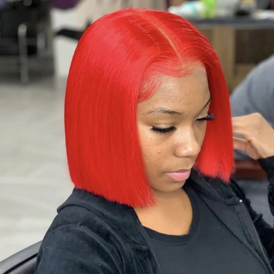  Короткие парики из человеческих волос со шнуровкой спереди парик блонд Боб с предварительно выщипанной линией для черных женщин полный конец