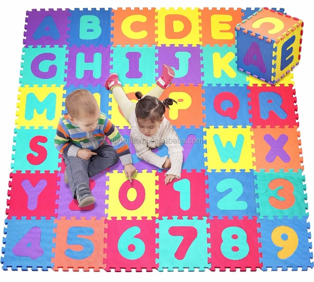 
red blue green yellow color baby Puzzle Jigsaw Gym Mat letter fruit eva puzzle mat 