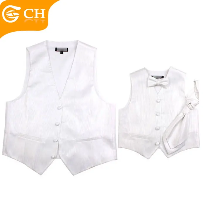 Professional Factory Directly  Men Kids Sleeveless Vest Cheap White Handsome Woven Floral Vest Custom Polyester Waistcoat Vest