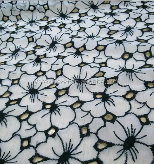 
 Прямая продажа с фабрики, оптовая продажа, Высококачественная 100% хлопковая ткань с цветочной вышивкой для футболок и одежды YSH005  