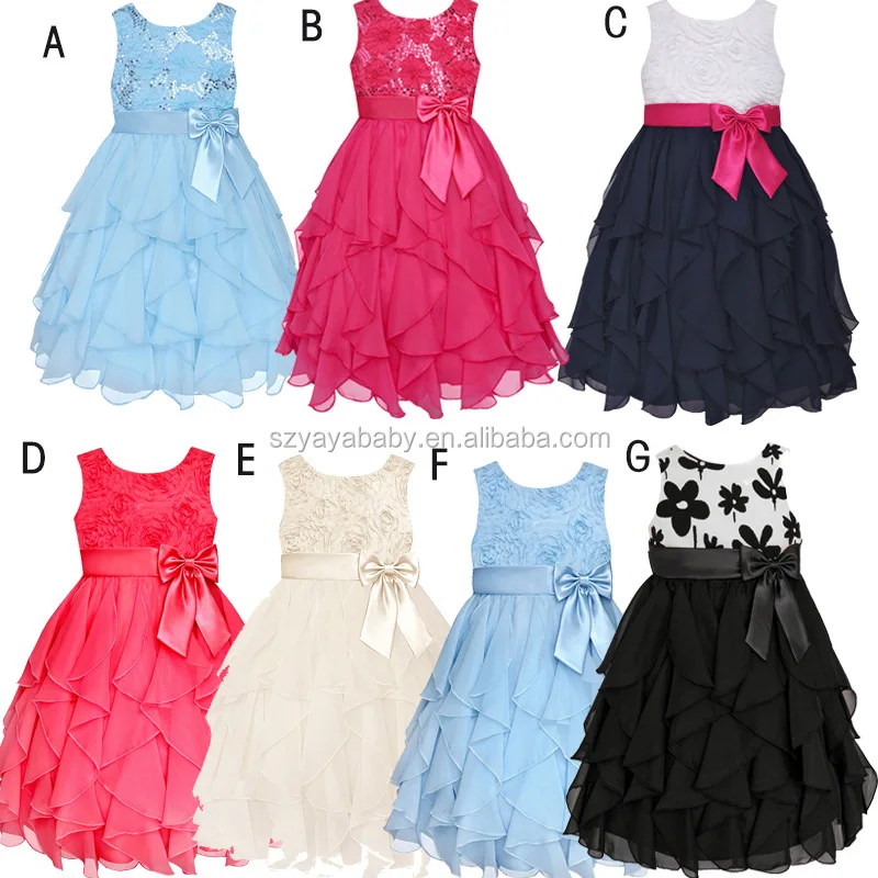 kids long chiffon party dress design baby frock design flower chiffon baby dress