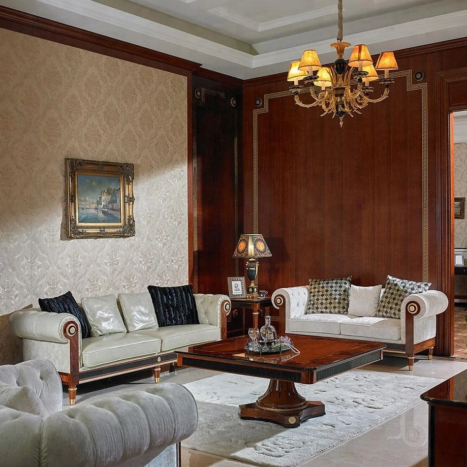Luxury design European style furniture solid wood antique classic sofa set