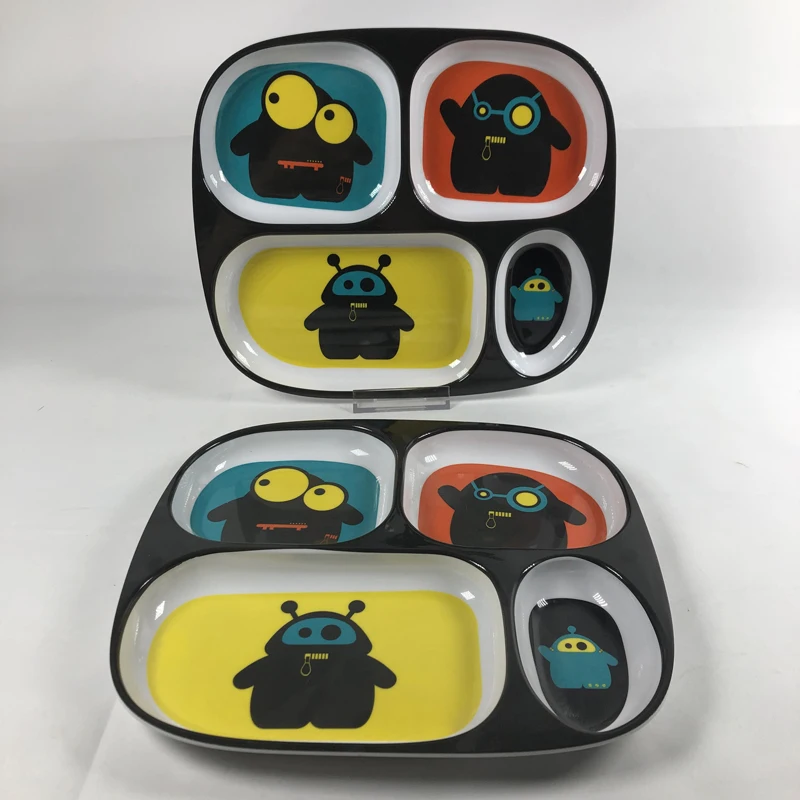 Food Grade Custom Design BPA-free Unbreakable Kids Portion Melamine Feeding Plate