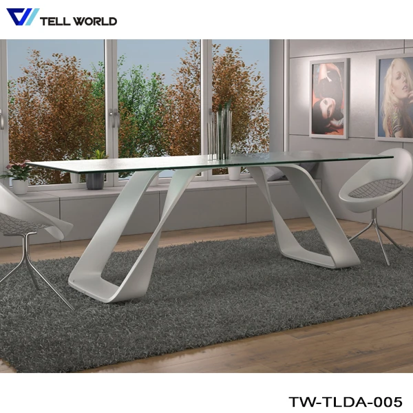 
modern curved acyclic glass home dinning table 