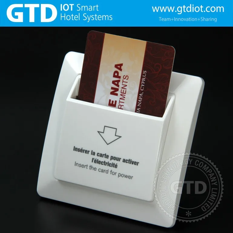 220V AC Energy saving Hotel RFID Card European key card Power Switch for Round Mounting  box installation