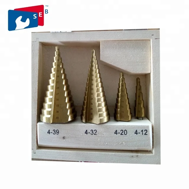 4pcs/set Straight Flute HSS Step Drill Bit For Metal