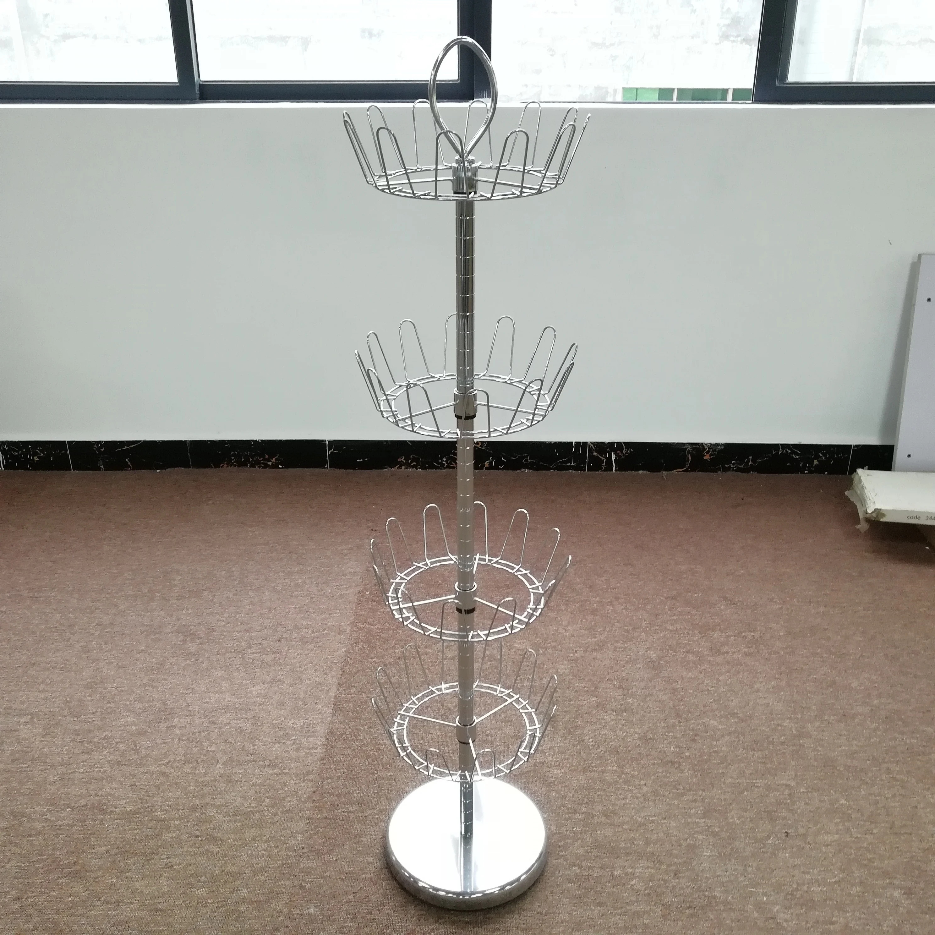 Superior quality 4 tier round rotating display cabinet dryer swivel shoe rack