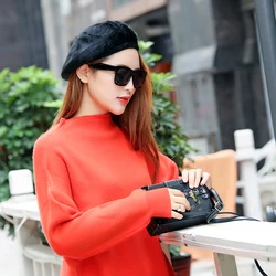 MENCA Women Berets Hat Rabbit hair and mink cashmere blend knit long hair Hats for young ladies