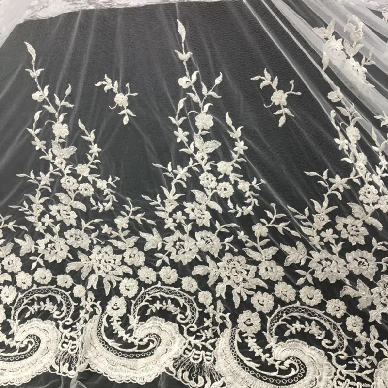 African beaded embroidery lace fabric swiss bridal chantilly guipure lace for wedding dress