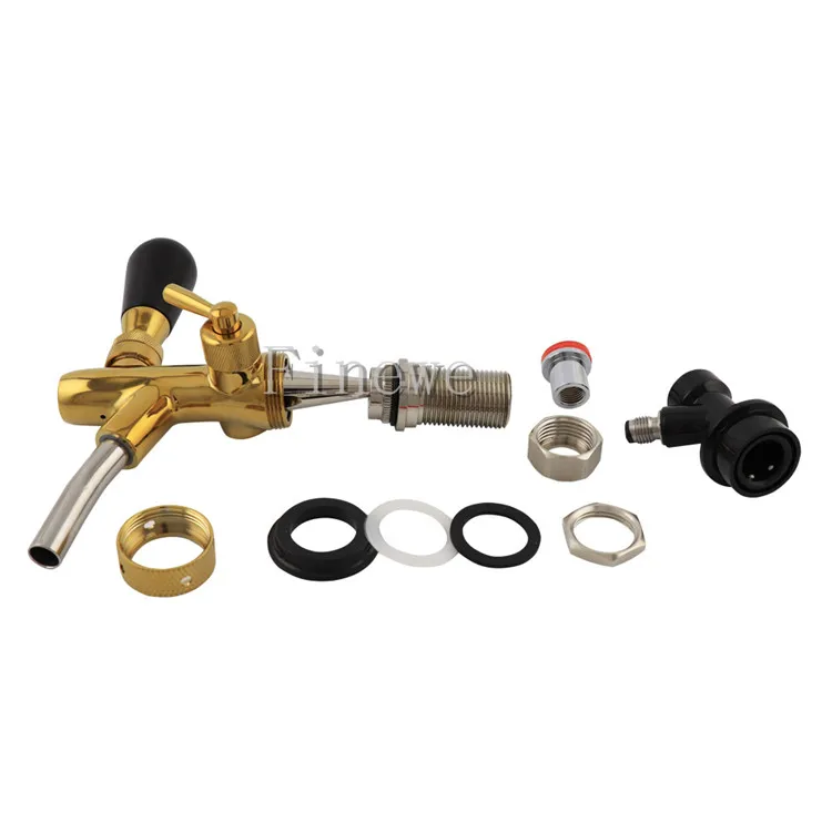 Home Brew Chrome Plating Adjustable Beer Tap Flow control Faucet With Ball Lock Liquid Connector for Beer Keg Tap Dispenser