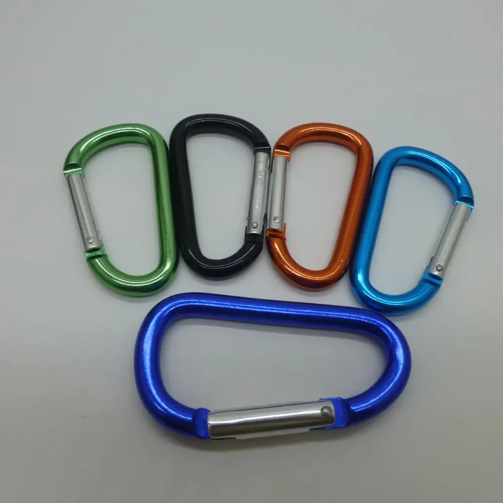 Carabiner Keychains Manufacturer Wholesale Cheap Aluminum Decoration Custom Logo Opp Bag D-shaped Metal Carabiner All Anodized